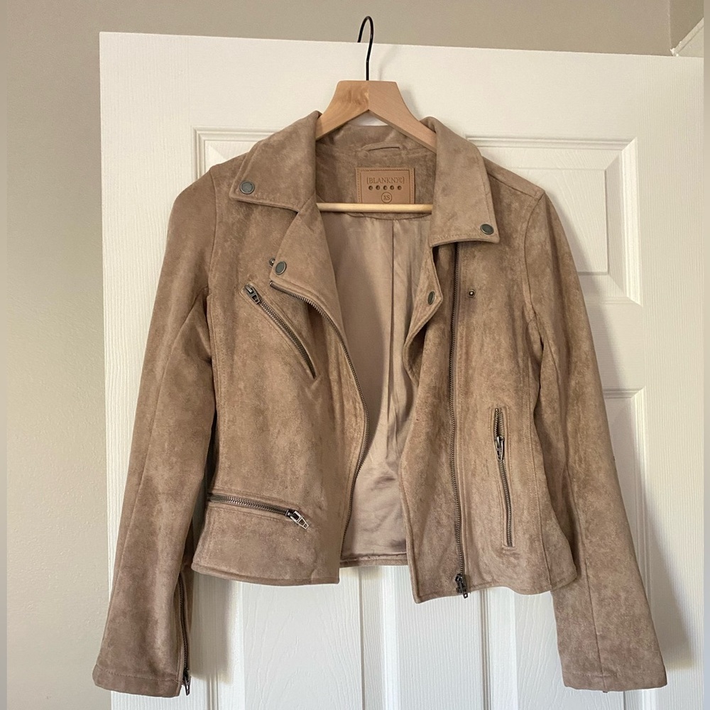 Blank NYC Taupe Suede Moto Jacket
